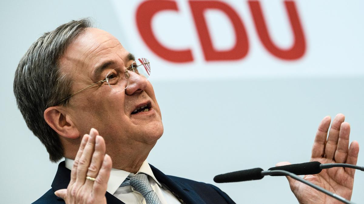 El líder de la CDU, Armin Laschet, durante su comparecencia ante los medios de este lunes.