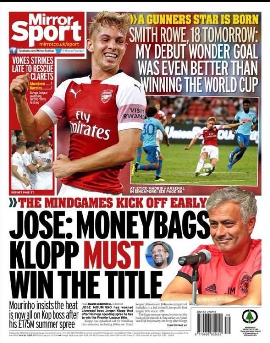 Portada MIRROR SPORT 27 de julio de 2018