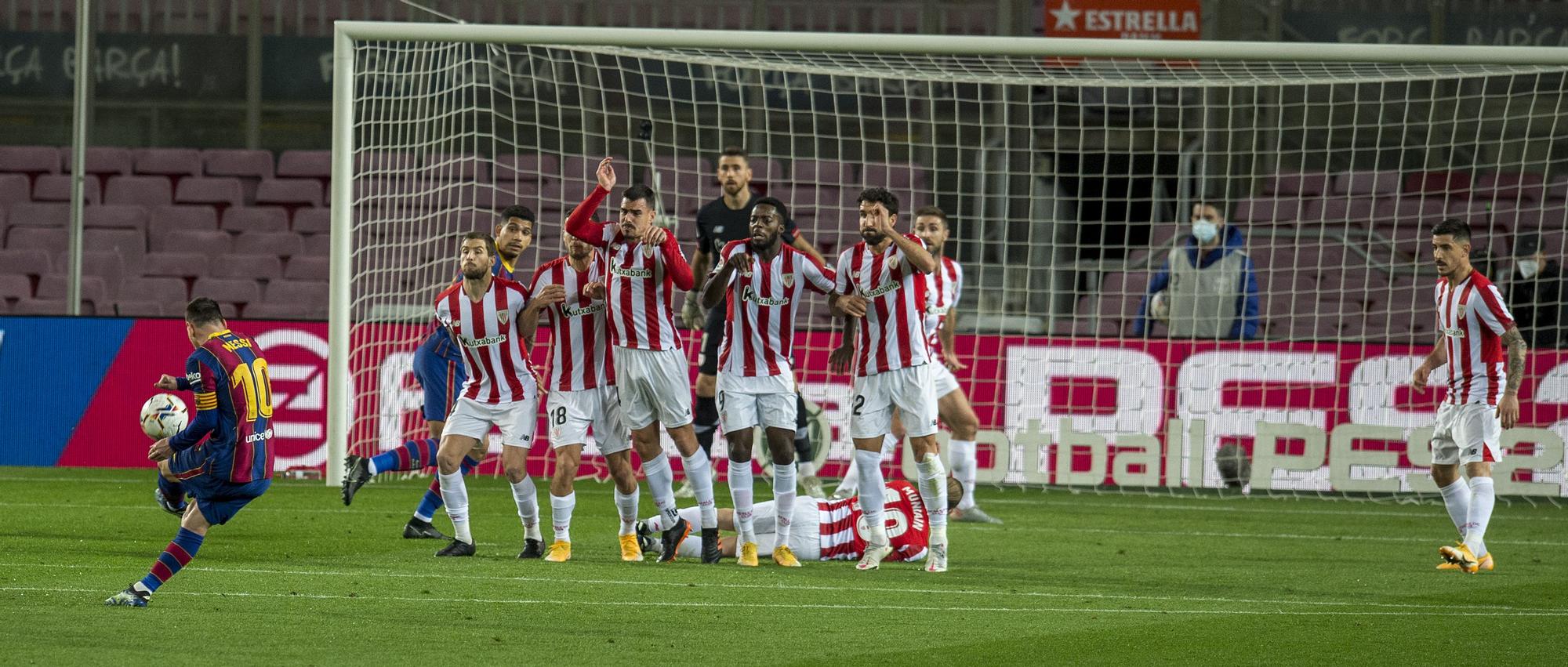 Messi consigue, con un gran lanzamiento de falta, el 1-0 del Barça sobre el Athletic.