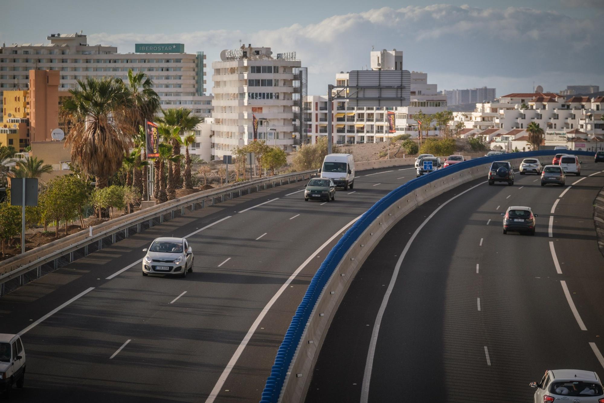 Fotos de la autopista del Sur desde el Siam Park. Proyecto Variante TF-1 Guaza-Fañabe