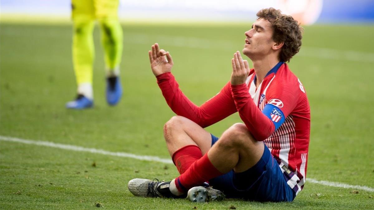 Griezmann celebra un gol al Alavés en el Metropolitano.