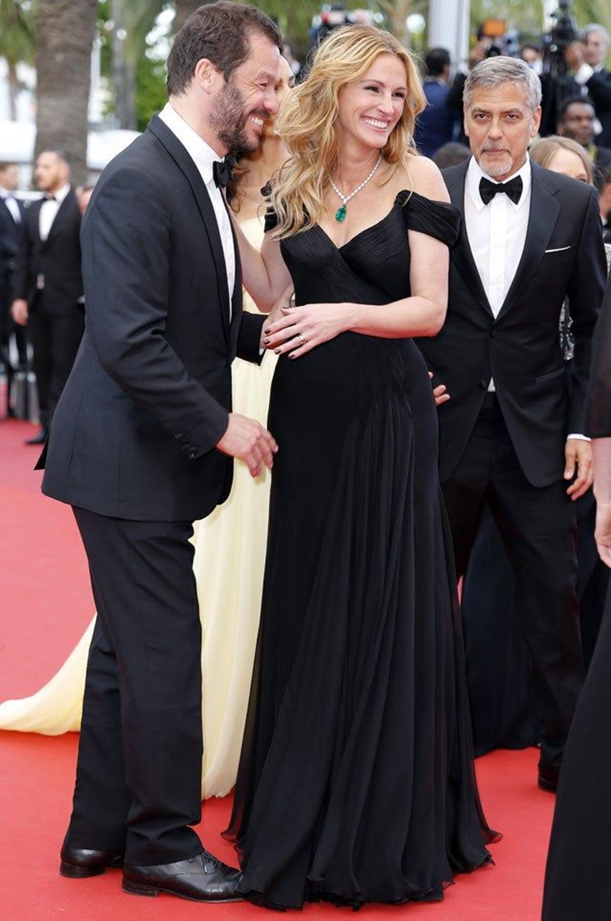 Dominic West, Julia Roberts y George Clooney, en la alfombra roja del Festival de Cannes.