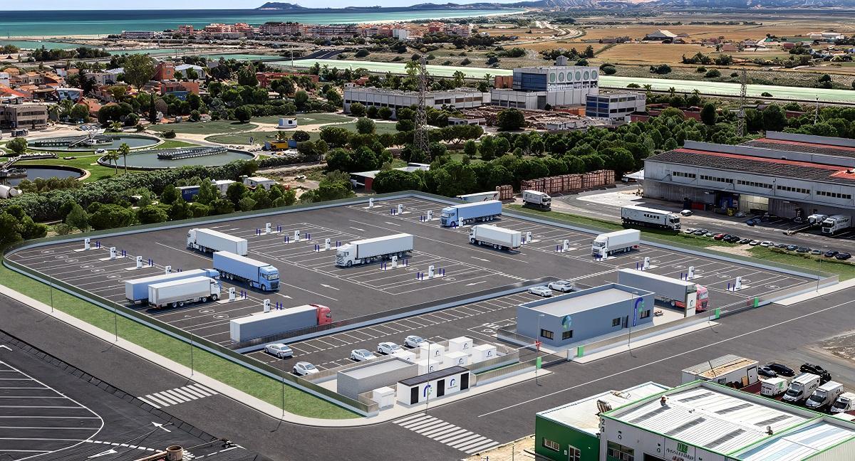 Proyecto de construcción del centro de recarga eléctrica para camiones de Prologis, cerca de Valenciaport.