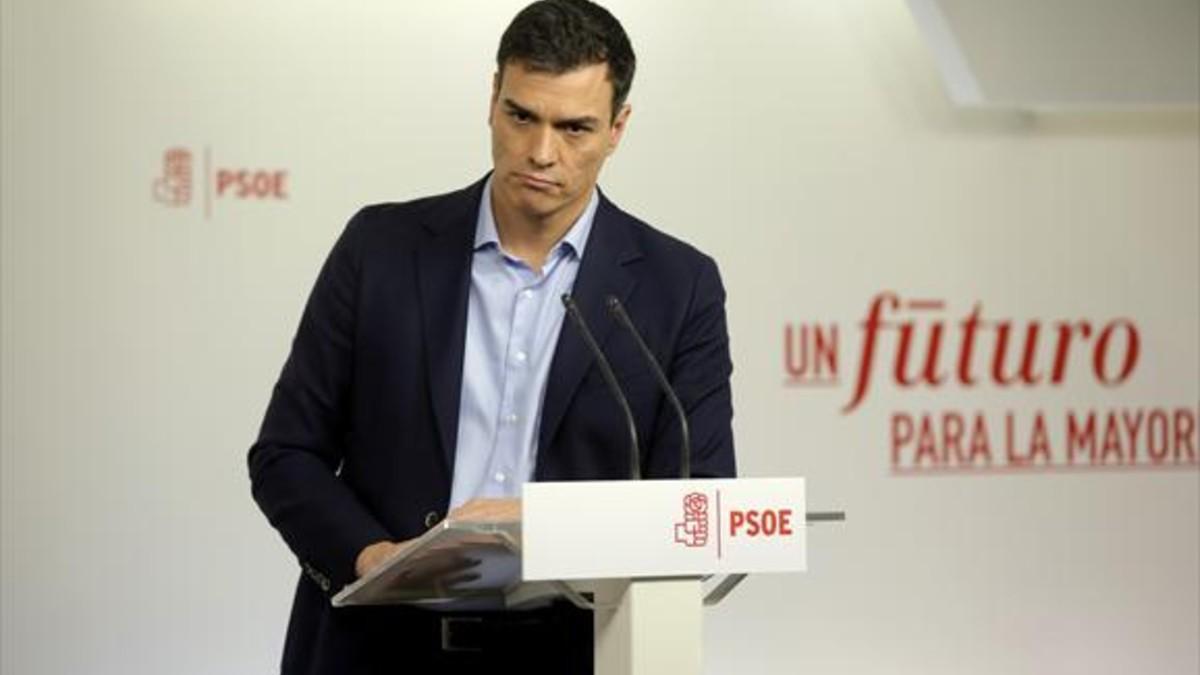 El líder del PSOE, Pedro Sánchez, el pasado día 7, en una rueda de prensa.