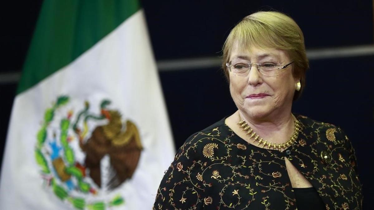 Michelle Bachelet durante una ponencia magistral de Derechos Humanos.