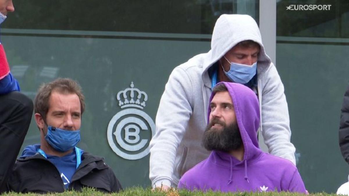 Paire, junto con Gasquet y Mahut en las gradas de Barcelona.