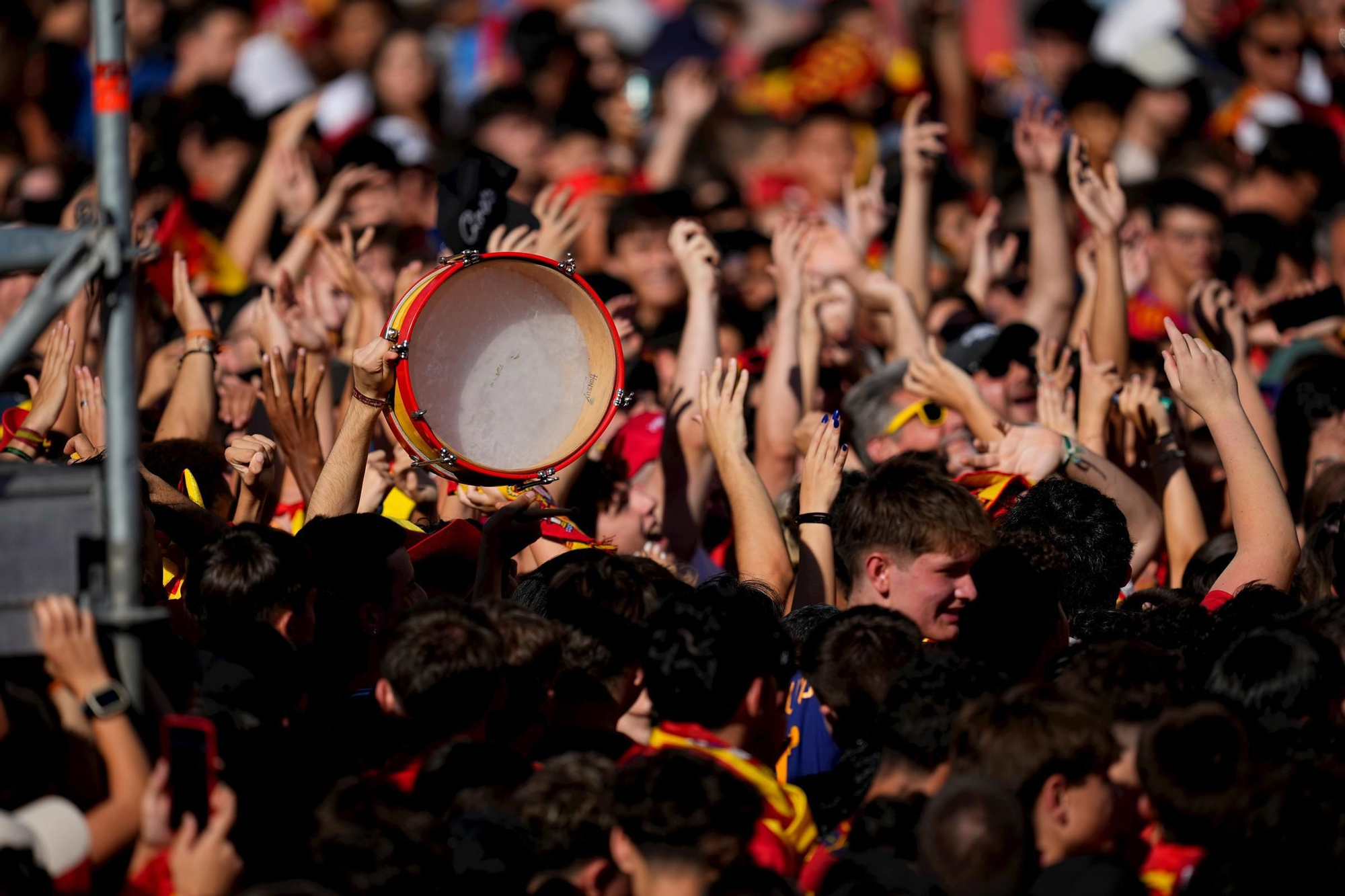 Supporters of Spain celabrate during the celebration of Spain Team at Cibeles Palace of Madrid after winning the Eurocup 2024 against Englad on July 15, 2024 in Madrid, Spain. AFP7 15/07/2024 ONLY FOR USE IN SPAIN / Oscar J. Barroso / AFP7 / Europa Press;2024;SPAIN;Soccer;Sport;ZSOCCER;ZSPORT;Celebration of Spain Team in Madrid as Euro 24 Champions;