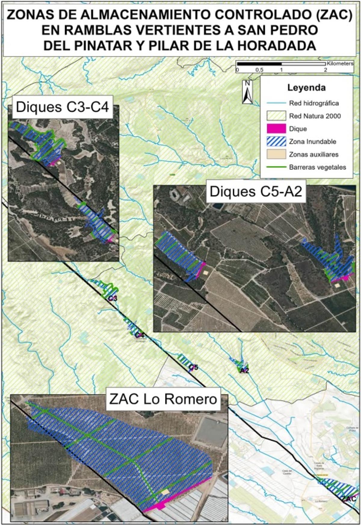 Esquema de la CHS sobre las ZAC en ramblas vertientes a San Pedro del Pinatar y Pilar de la Horadada