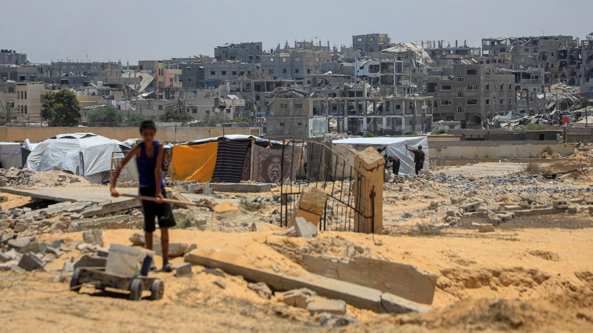 Desplazados palestinos en Jan Yunis