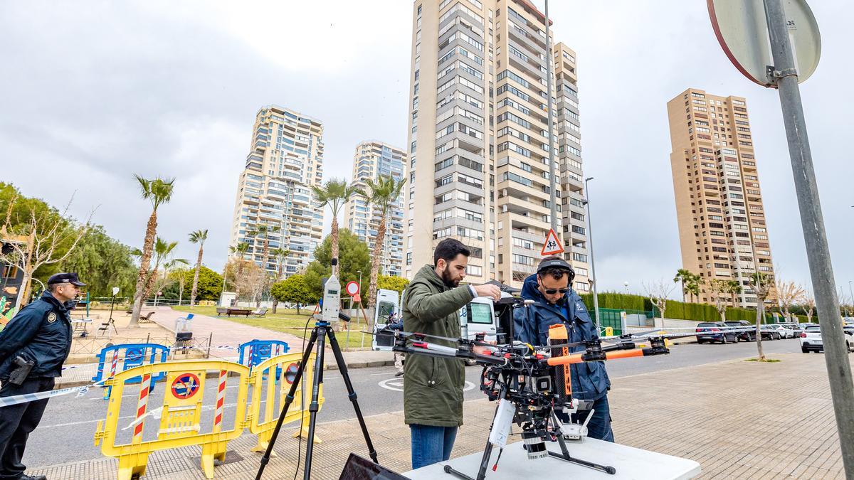 El dron de pruebas que se ha utilizado en Benidorm en el proyecto europeo.