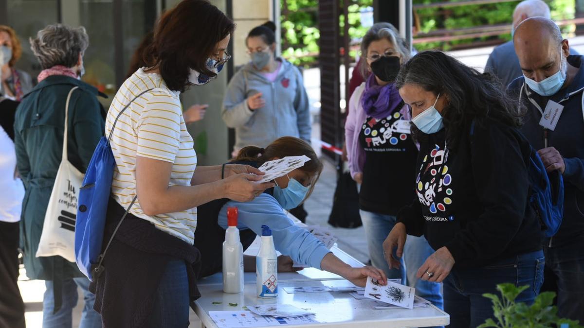 Participantes en el mercadillo de trueque de plantas en el Jardín Botánico de Córdoba.