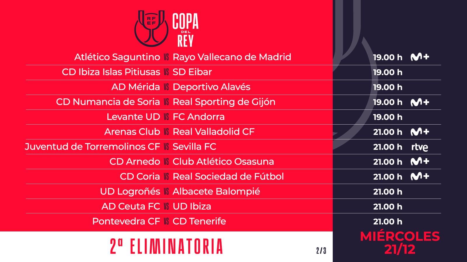 Los partidos del miércoles 21 de diciembre.