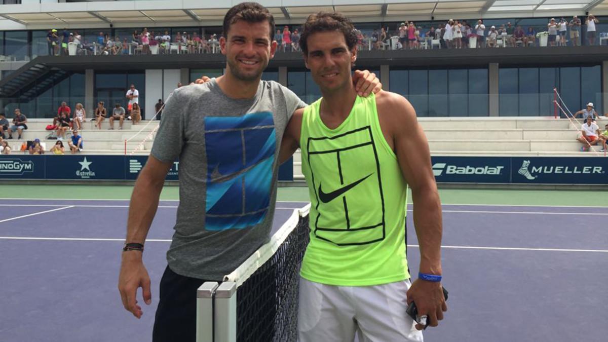 Rafa Nadal y Grigor Dimitrov, tras su entrenamiento en Manacor