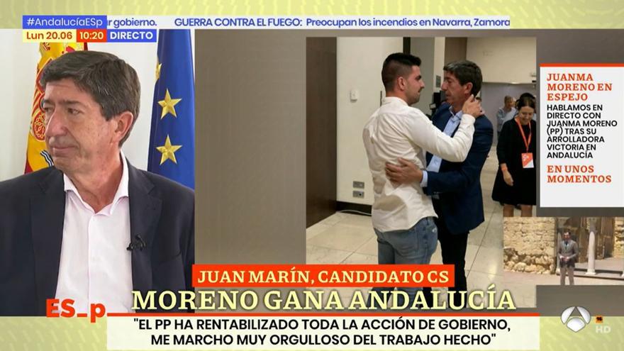 Juan Marín llora en &#039;Espejo público&#039; al hablar de sus hijos tras el batacazo de Ciudadanos