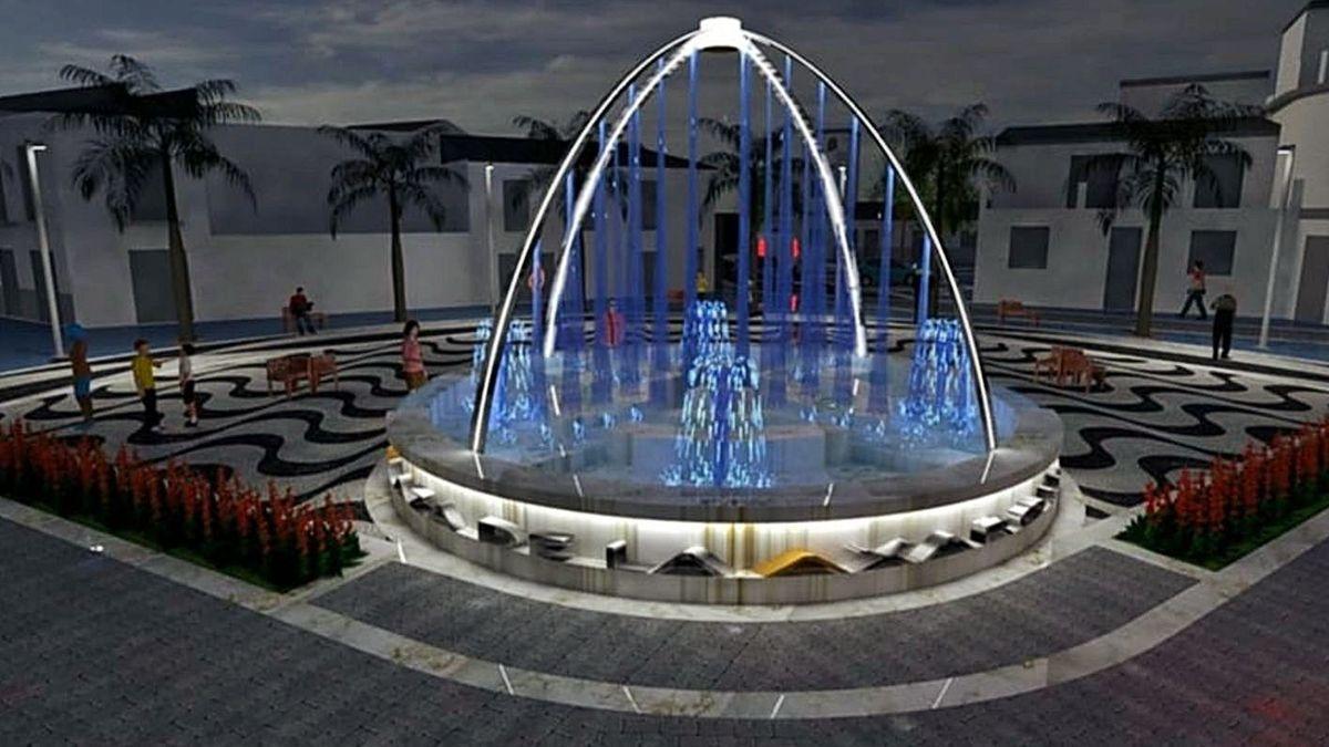Imagen de la fuente que se va a instalar en el centro de la plaza.