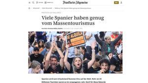 Muchos españoles están hartos del turismo de masas, reza el titular del Frankfurter Allgemeine.
