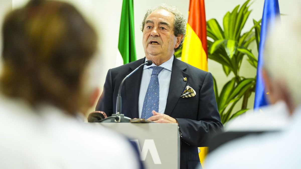 El hermano mayor de la hermandad de la Macarena, Jose Antonio Fernández Cabrero, durante la presentación del proyecto del 'Jardín de la Esperanza' en el Hospital Universitario Virgen Macarena.