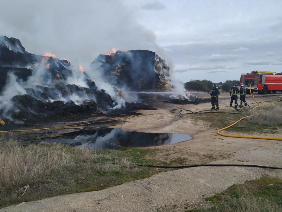 Las imágenes del incendio de un camión en N-122, a la altura de Muelas del Pan