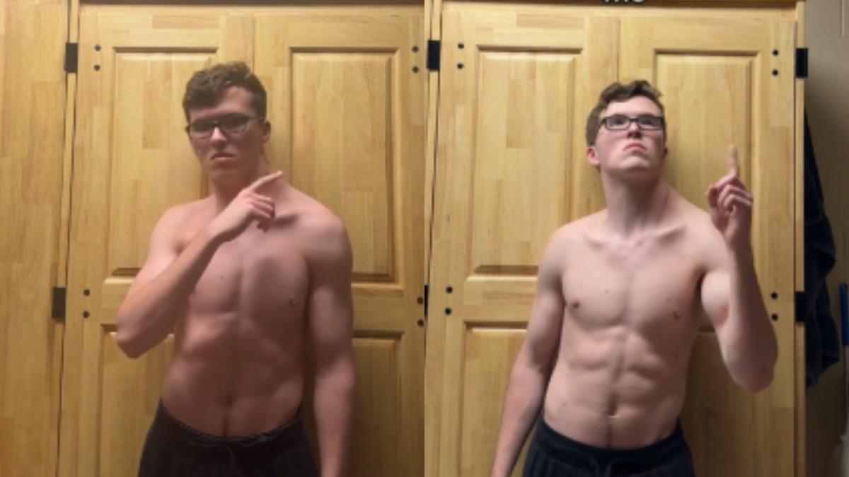 'Tap Man' luce orgulloso su transformación al entrenar solo un trapecio.