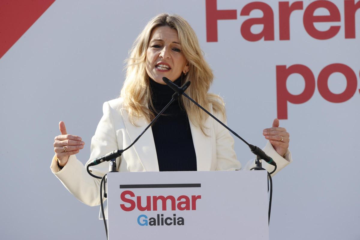 Yolanda Díaz en mitin en Ferrol.