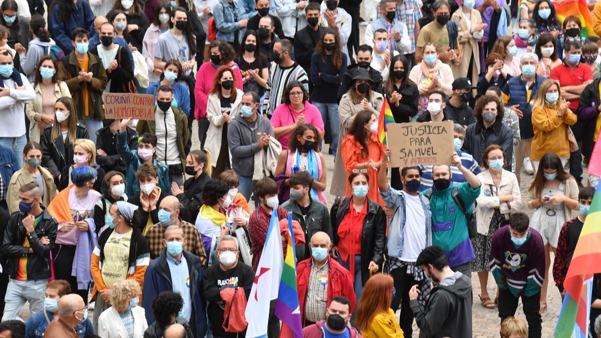 Manifestación en A Coruña en memoria de Samuel Luiz y contra la LGBTfobia