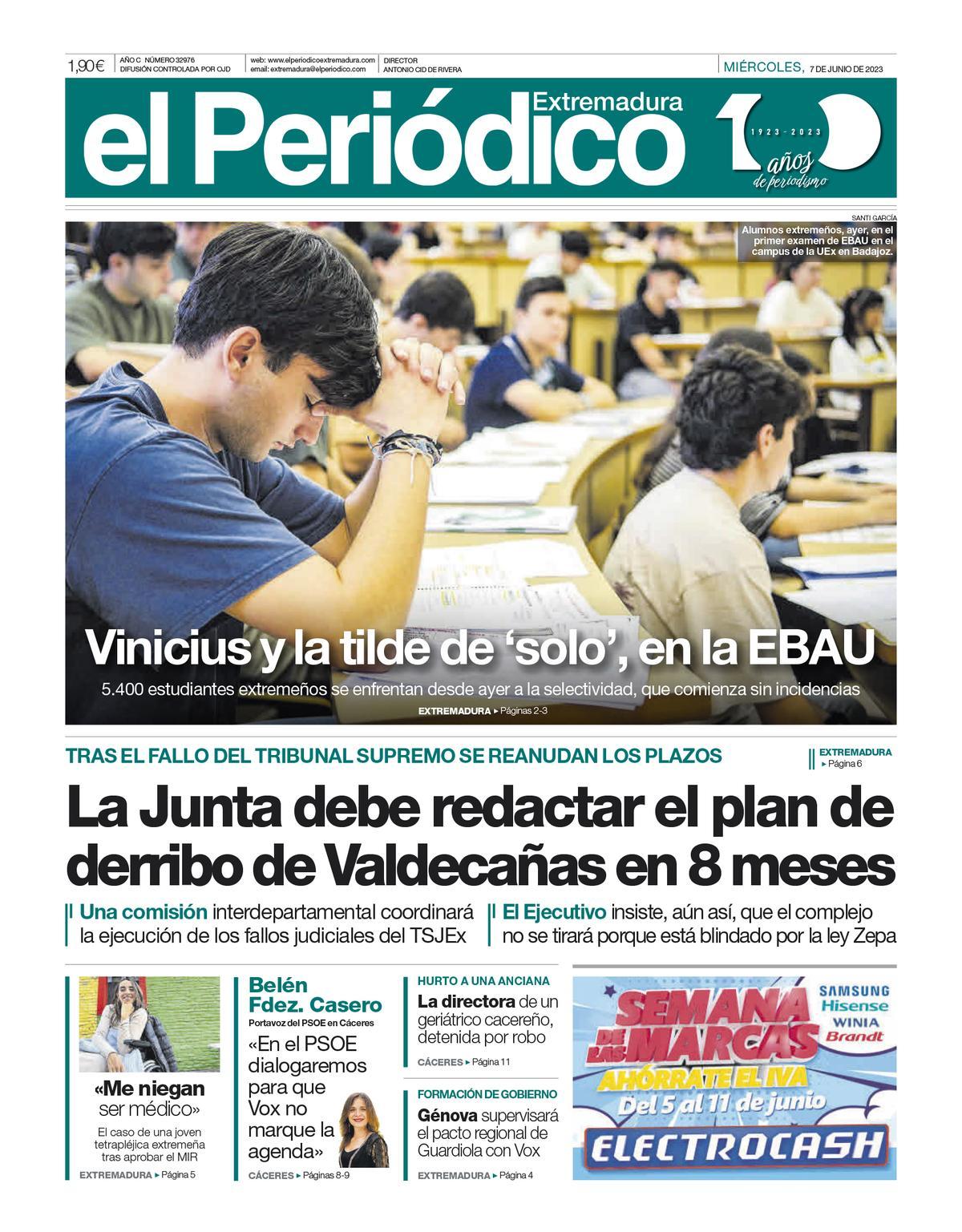 Consulta la portada correspondiente al día 7 de junio de 2023