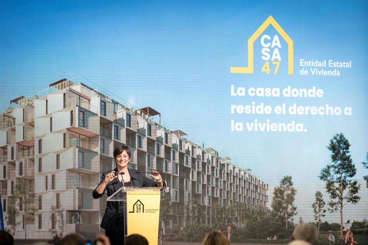 La ministra de Vivienda y Agenda Urbana, Isabel Rodríguez, durante la presentación de la entidad estatal de vivienda Casa 47