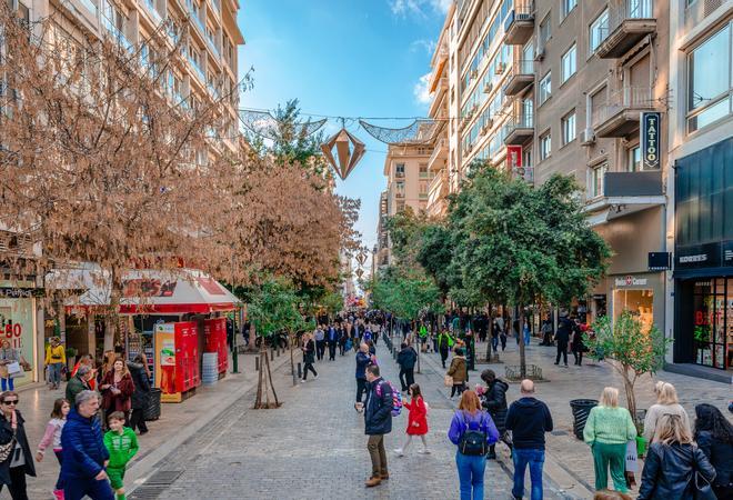 Calle Ermou, en el centro de Atenas