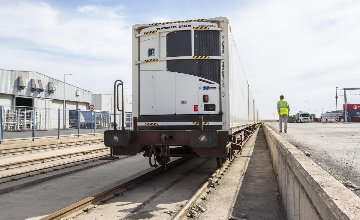Un tren carguerom en el Puerto de Alicante.
