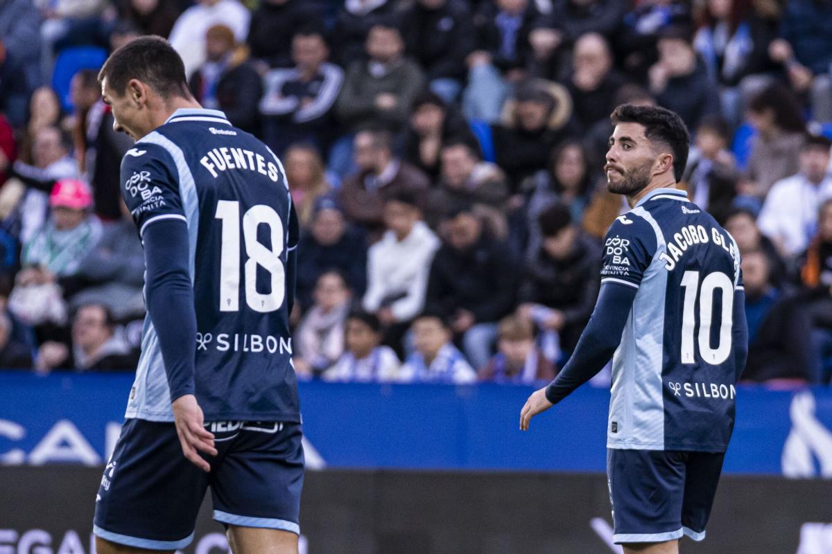 Adrián Fuentes y Jacobo González, durante el pasado encuentro ante el Leganés.