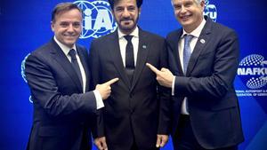 Ben Sulayem, junto a Manuel Aviñó y Carmelo Sanz de Barros