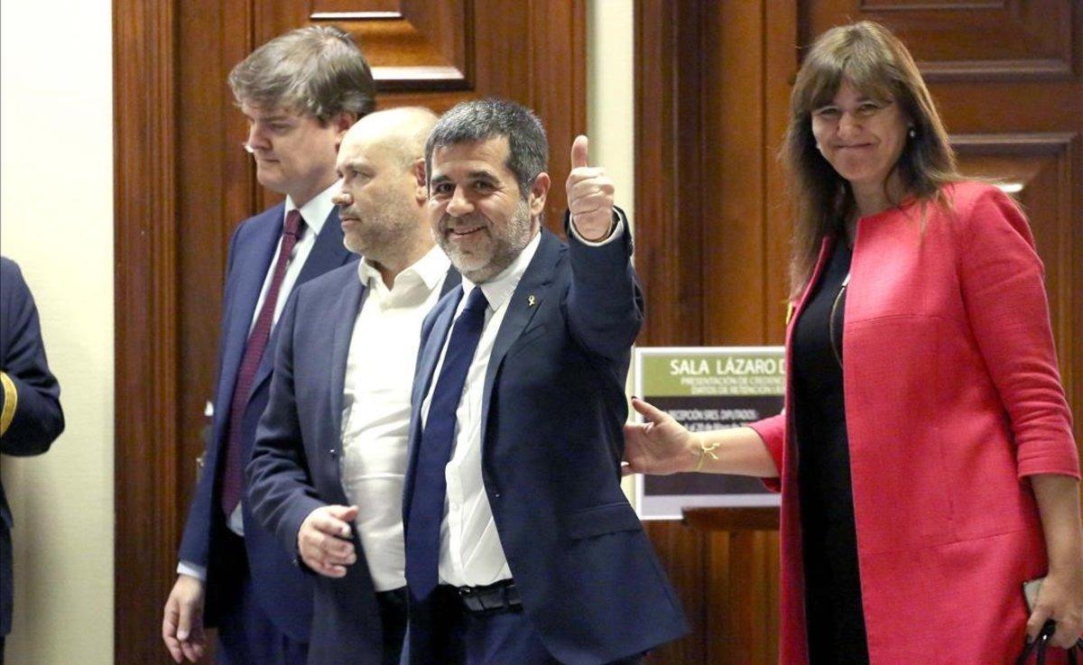 Jordi Sánchez, tras recoger su acta como diputado.
