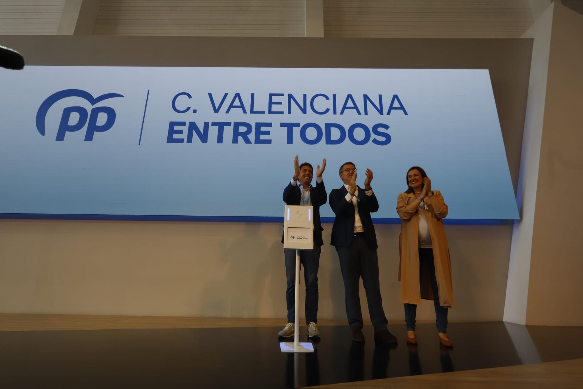 Núñez Feijóo, Mazón y Catalá en el acto del PP en la Marina de València
