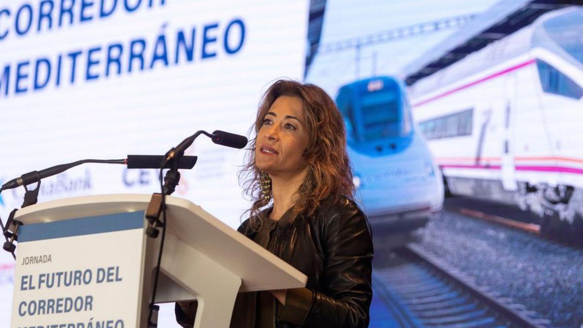Raquel Sánchez interviene en el encuentro en Castellón. | DOMÉNECH CASTELLÓ