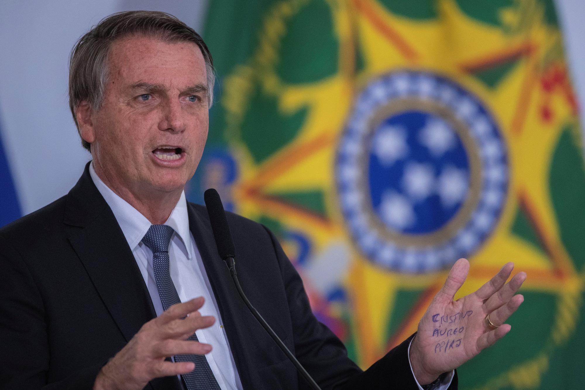 El presidente de Brasil, Jair Bolsonaro, durante uno de sus discursos