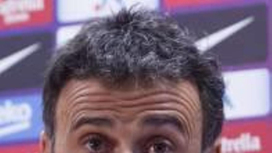 Luis Enrique en la rueda de prensa que ofreció ayer.