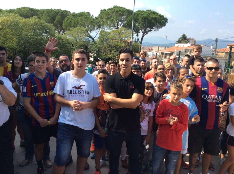 Arribada del Barça a l''hotel de conentració a Girona