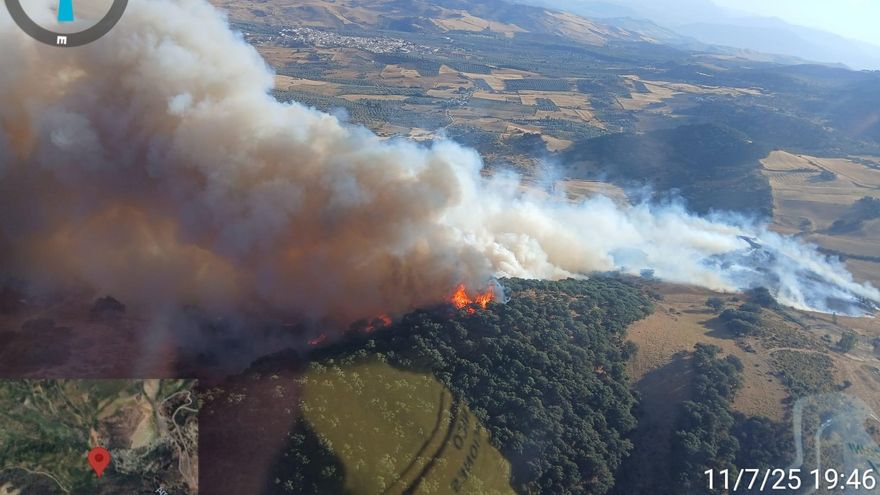 Estabilizado el incendio en Villanueva de la Concepción y empiezan a llegar medios aéreos