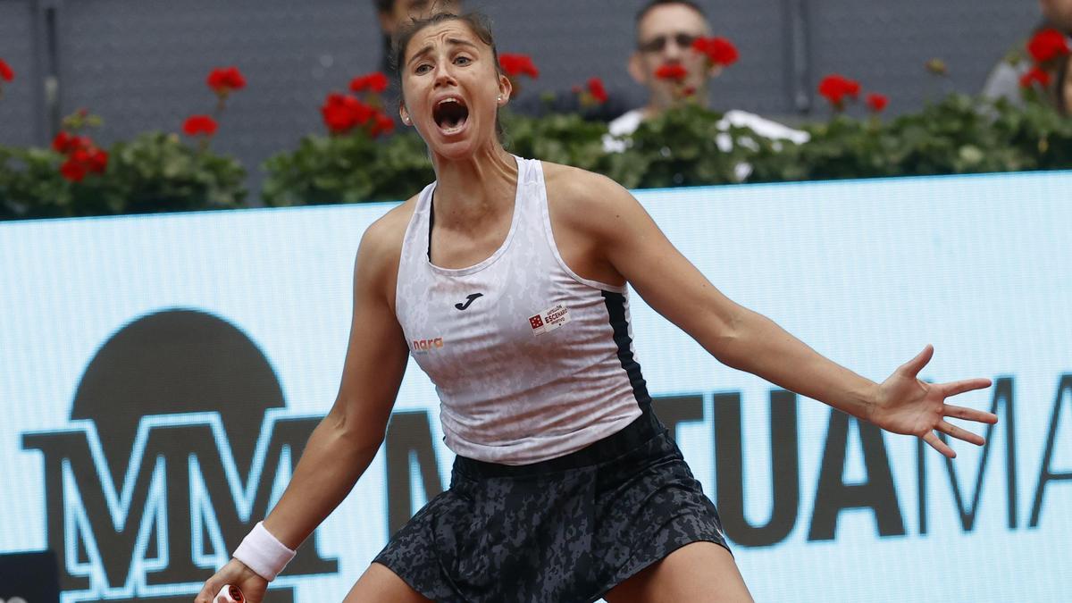 Sara Sorribes, tras clasificarse por vez primera para los cuartos de final del Masters 10000 de Madrid.