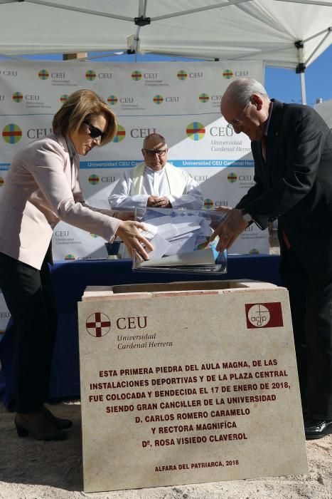 Colocan la primera piedra del nuevo campus del CEU-UCH de Alfara