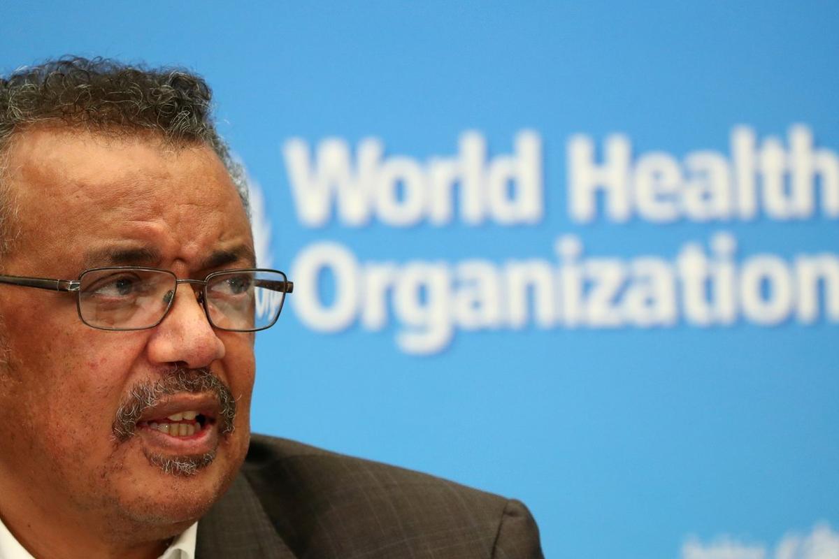 FILE PHOTO: Director-General of the World Health Organization (WHO) Tedros Adhanom Ghebreyesus speaks during a news conference after a meeting of the Emergency Committee on the novel coronavirus (2019-nCoV) in Geneva, Switzerland January 30, 2020. REUTERS/Denis Balibouse/File Photo