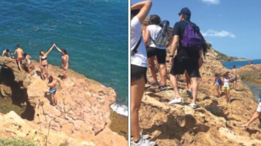 Una muchedumbre invade la Cova Tallada de Xàbia en busca de la foto del verano