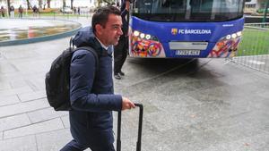 Xavi Hernández, a su llegada a Hamburgo este lunes