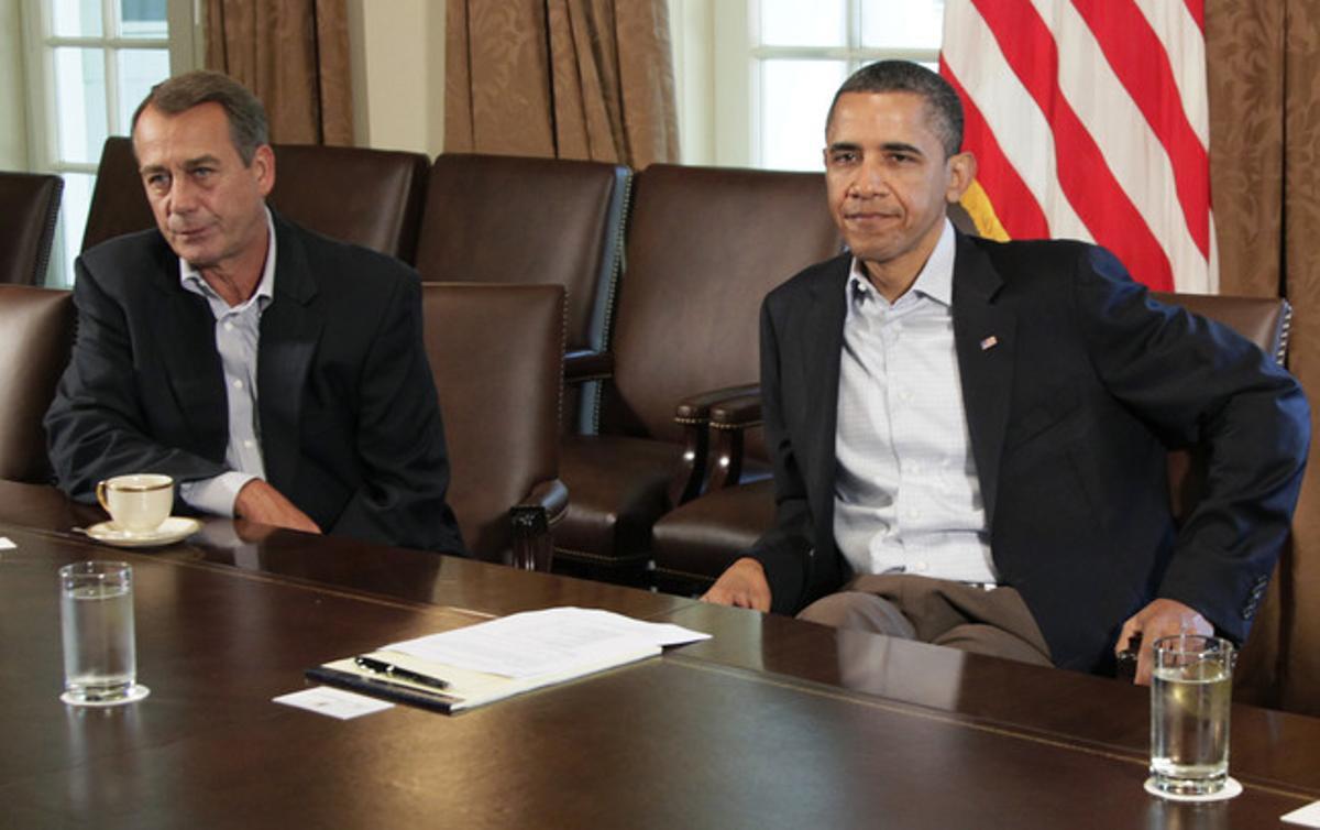 Barack Obama i John Boehner, aquest dissabte, a la Casa Blanca.