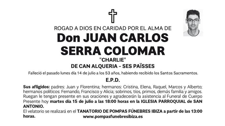 Esquela Juan Carlos Serra Colomar