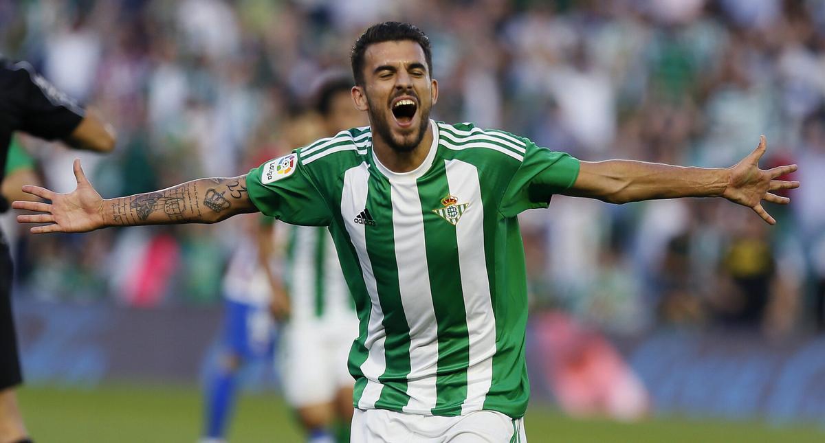 Dani Ceballos celebra un gol con el Betis al Atlético de Madrid. Foto de archivo