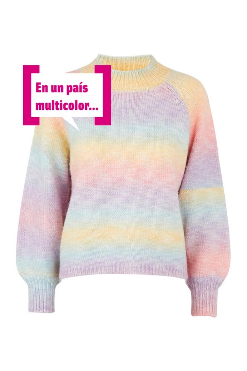 Jersey arcoíris con bocadillo de en un país multicolor