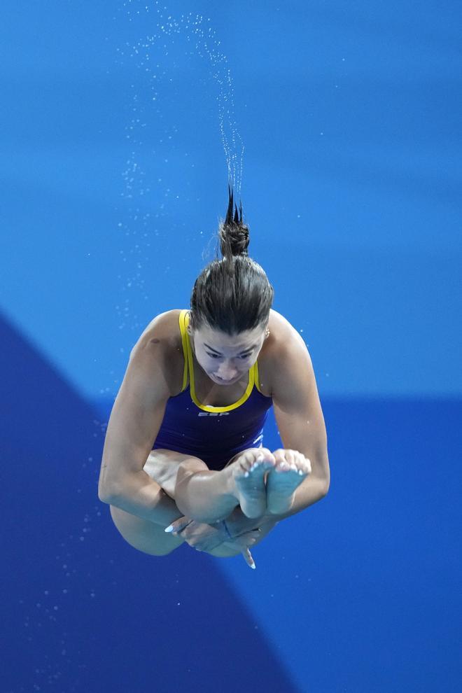 Valeria Antolino en la final de trampolín 3m femenino en los Juegos Olímpicos París 2024.