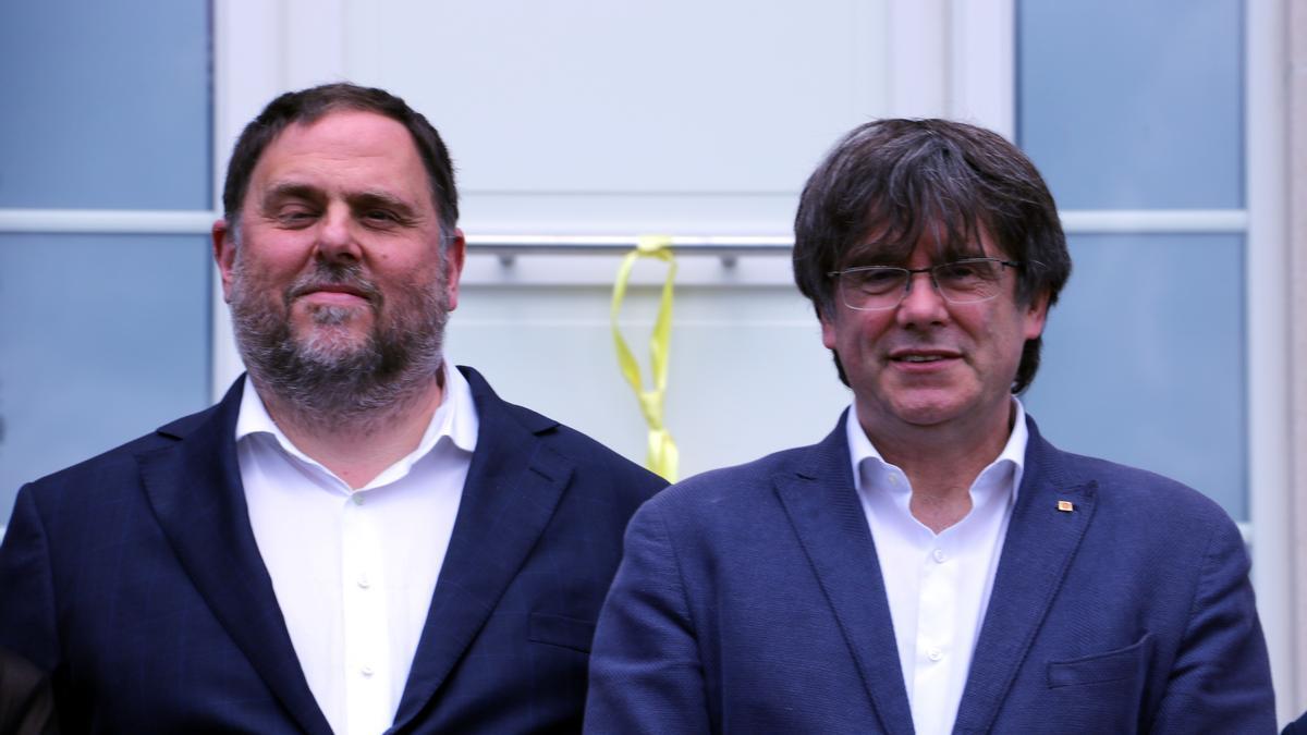 Junqueras y Puigdemont, en Waterloo.