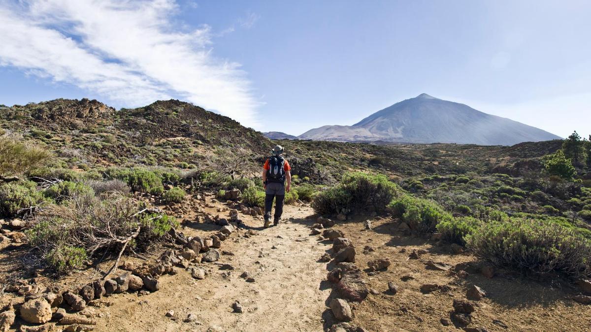 Un senderista en el Parque Nacional del Teide
